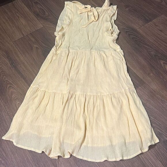 Sweet Wanderer Womens Yellow Textured Stretch Tiered Ruffle A-Line Dress Medium - Picture 6 of 10